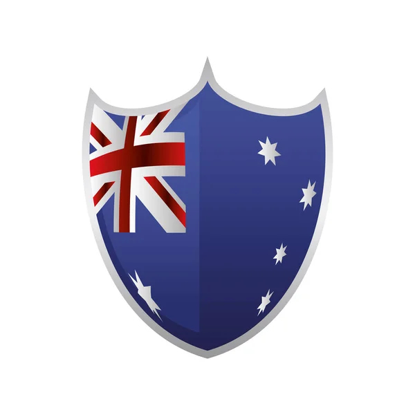 Dia da Austrália, bandeira australiana no ícone emblema escudo — Vetor de Stock