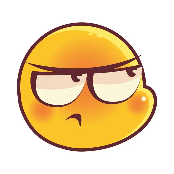 Funny emoji, annoyed emoticon face expression social media — Stock Vector