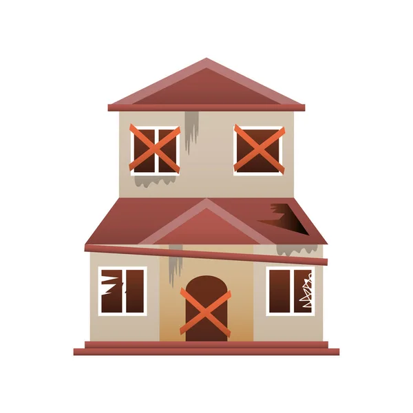 Maison remodelage, vieille maison en ruine prêt à remodeler icône design vecteur — Image vectorielle