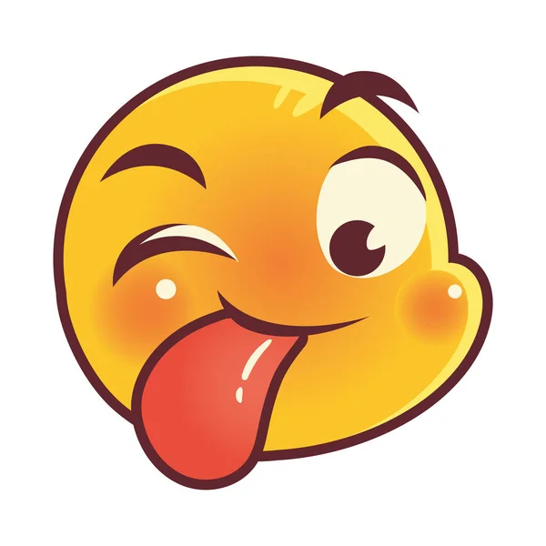 Drôle emoji, langue dehors emoticon visage expression médias sociaux — Image vectorielle