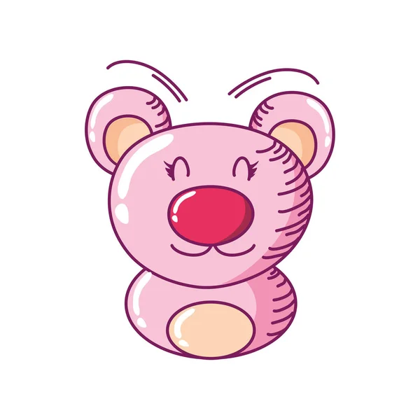 Carino piccolo orso giocattolo cartone animato mano disegnato stile — Vettoriale Stock