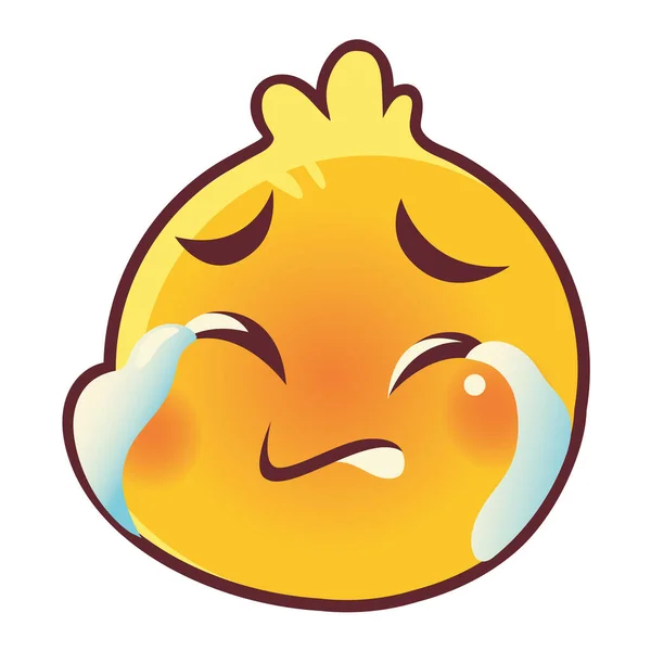 Funny emoji, emoticon crying face expression social media — Stock Vector