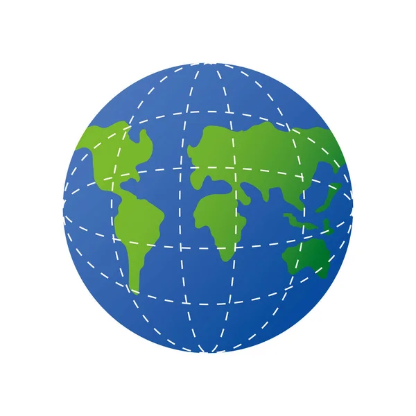 World map globe earth icon design white background — Stock Vector