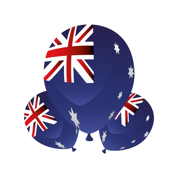 Australie jour, drapeau australien en décoration ballons — Image vectorielle