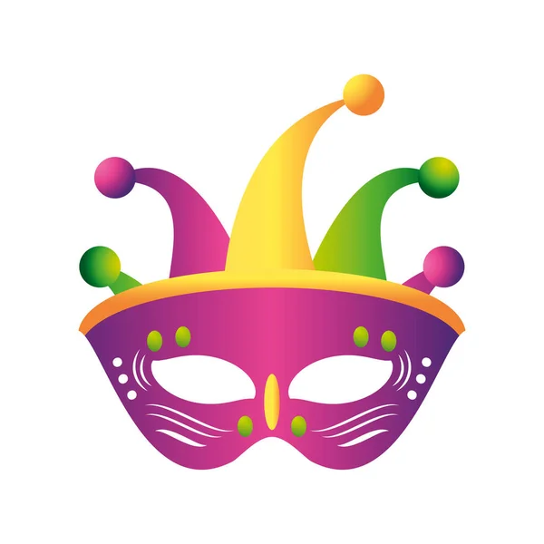 Mardi gras carnaval máscara coringa celebração traje — Vetor de Stock