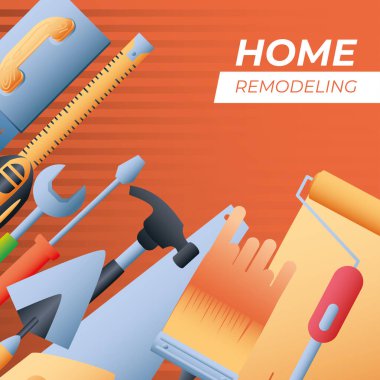 Ev yenileme onarım araçları arasında çekiç fırçası anahtarı tornavida da yer alıyor