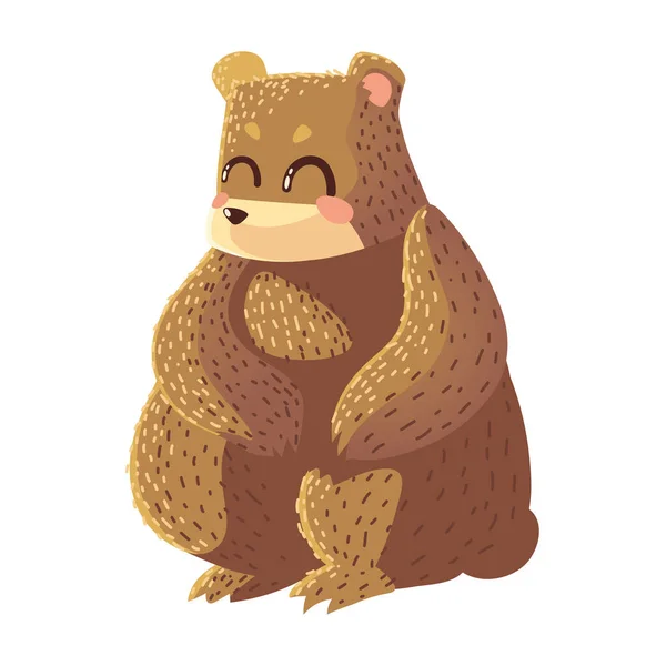 Mignon ours dessin animé animal icône sur fond blanc design — Image vectorielle