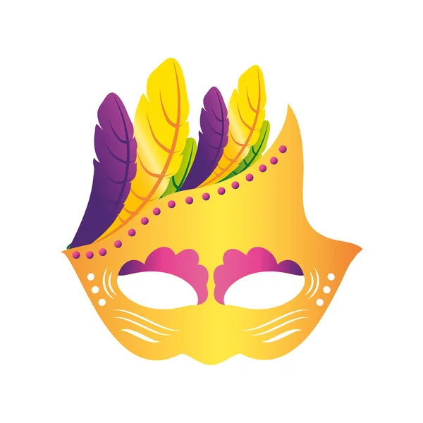 Carnaval de mardi gras elegante máscara con plumas decoración — Archivo Imágenes Vectoriales