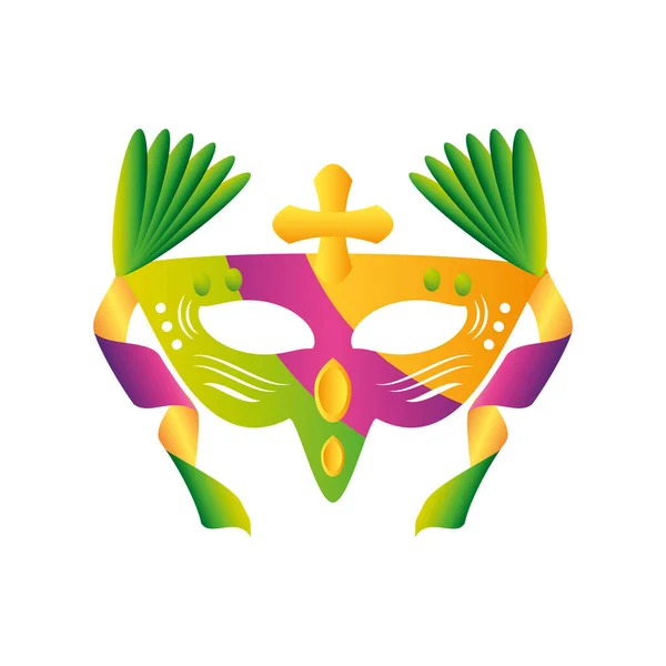 Mascarilla festiva mardi gras con cruz y adorno — Archivo Imágenes Vectoriales