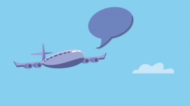Konuşma baloncuğu animasyonuyla uçak yolculuğu