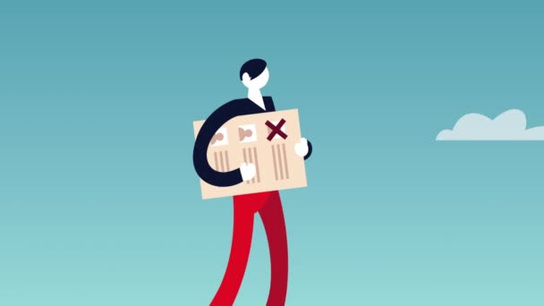 Wahltag demokratische Animation mit Mann, der Wahlkarte hebt — Stockvideo