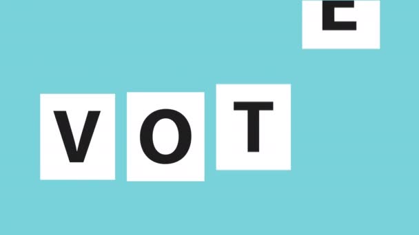 Animación democrática del día de las elecciones con la pareja levantando tarjetas de votación — Vídeos de Stock