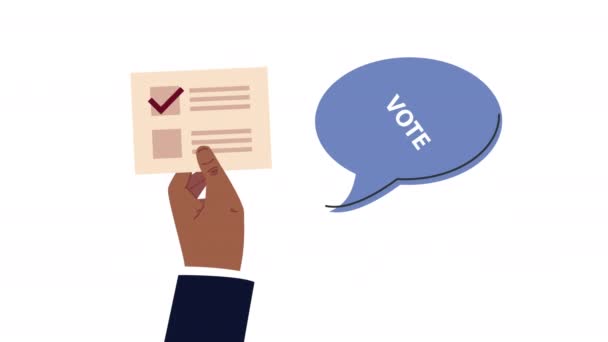 Dzień wyborów animacja demokratyczna ręką ikartą do głosowania — Wideo stockowe