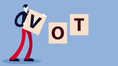 Seçim günü erkek seçmenlerin mektup kaldırmasıyla demokratik animasyon