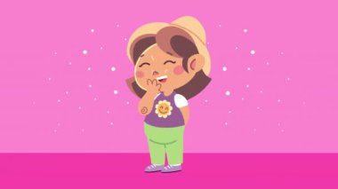 Mutlu küçük kız animasyon karakteri