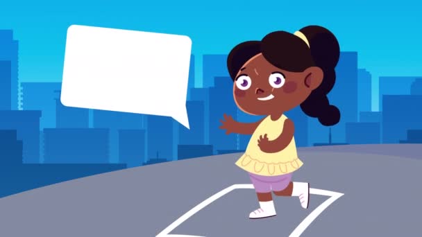 Menina afro feliz falando personagem de animação — Vídeo de Stock