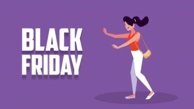 Kara Cuma kadın alıcıyla indirimli animasyon