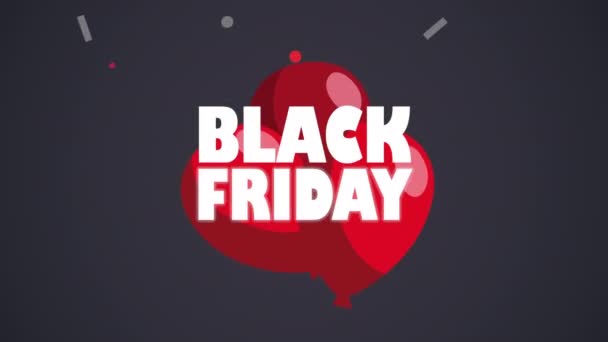 Venerdì nero vendita animazione con palloncini elio — Video Stock