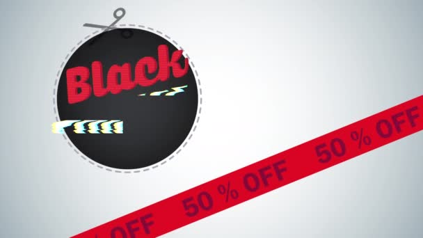 Animação lettering venda sexta-feira preta com corte de tesoura — Vídeo de Stock