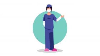 Tıbbi maske takan profesyonel kadın doktor