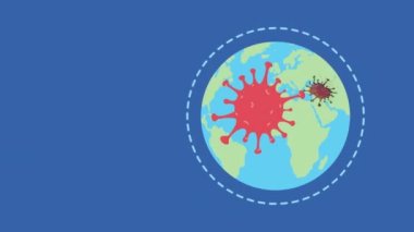 Dünya gezegeninden profesyonel doktor ve covid19 animasyonu