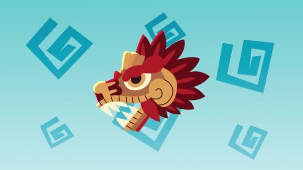 Culture aztec dragon head et animation graphique — Video