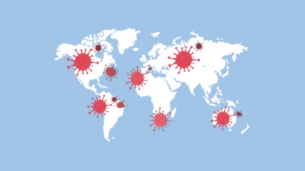 Covid19 pandemische Partikel rund um den Planeten — Stockvideo