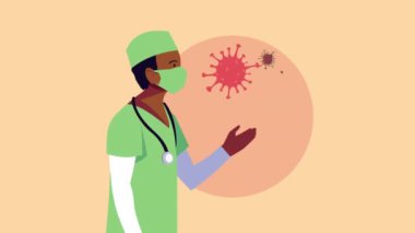 profesyonel afro doktor covid19 parçacık animasyonu