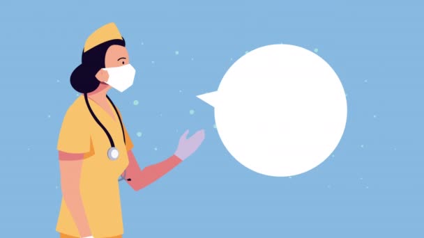 Doctora profesional hablando con animación de estetoscopio — Vídeos de Stock