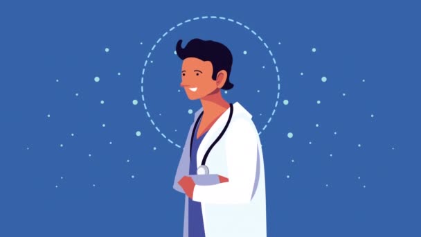 Profesjonalny męski lekarz postać animacja — Wideo stockowe