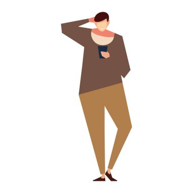 Akıllı telefon okuma ekranı olan adam, insanlar ve aletler