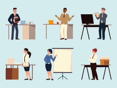 İş adamları beyin fırtınası takım çalışması kavramını tartışıyor