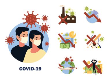 impact of covid 19 coronavirus, virus affects the global economy, travel, sports and lifestyle clipart