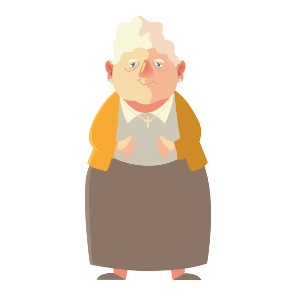 Bonito qelderly mulher, avó feminino sênior cartoon — Vetor de Stock