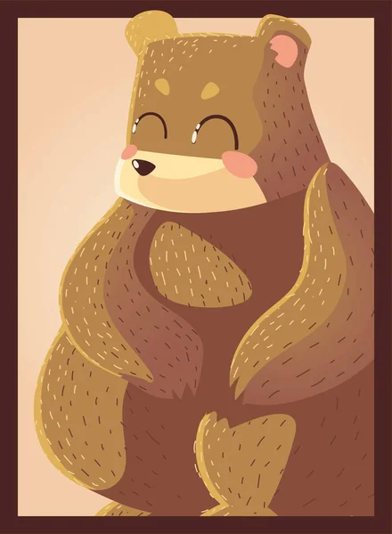 Roztomilý medvěd kreslený zvíře krásný charakter — Stockový vektor
