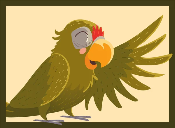 Loro pájaro tropical retrato fauna animal de dibujos animados — Vector de stock