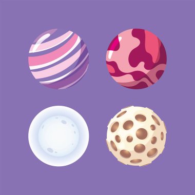 uzay galaksisi güneş sistemi gezegenleri ve uydu çizgi filmi