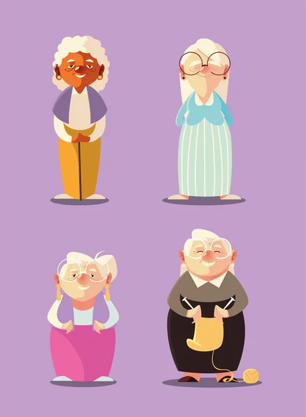 senior people women characters cartoon with glasses