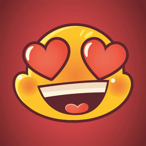 Funny emoji, emoticon face love expression social media — Stock Vector