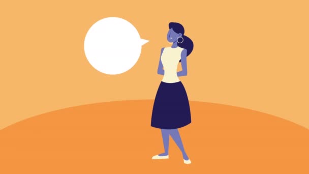 Junge Frau mit Sprechblasencharakter-Animation — Stockvideo
