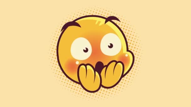 Cute emoticon scared face character animation — Stok Video