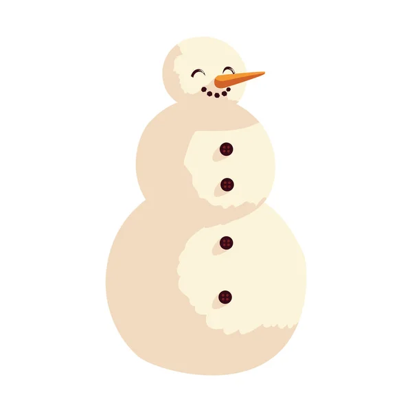 Muñeco de nieve personaje de dibujos animados, icono de imagen aislada — Vector de stock