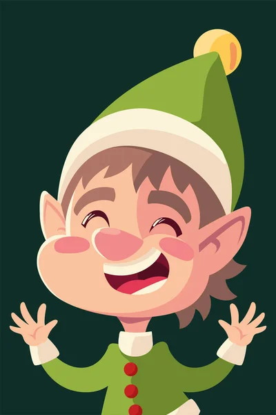 Frohe Weihnachten Helfer Charakter Porträt Cartoon — Stockvektor