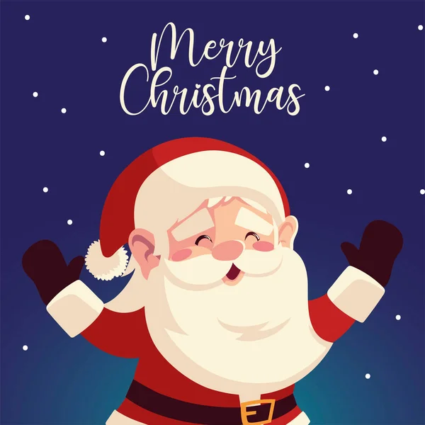 Buon Natale carino Babbo Natale cartoni animati neve sfondo — Vettoriale Stock