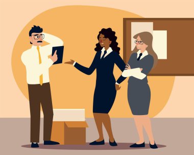 İş adamları, iş kadınlarının çalıştığı stresli iş adamları.