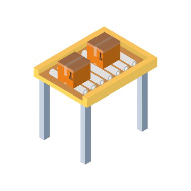 Makine vektör tasarımında dağıtım ve lojistik izometrik kutular