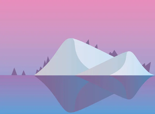 Πολύγωνο τοπίο του χειμώνα βουνό στο νερό διανυσματικό σχεδιασμό — Διανυσματικό Αρχείο