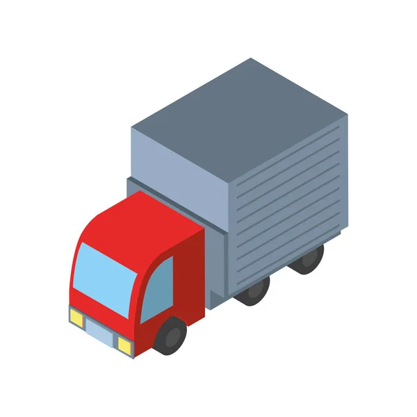 Lieferung und Logistik isometrisches rotes Lastwagenvektordesign — Stockvektor