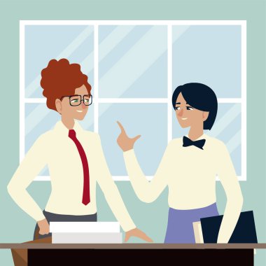 İş adamları, büroda çalışan kadınlar.