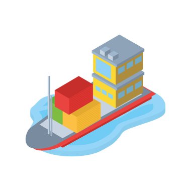 Taşıma ve lojistik izometrik gemi taşıyıcı vektör tasarımlı